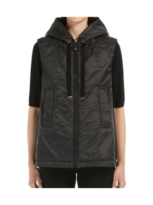 Gilet da donna, corto con cappuccio e bordo a coulisse, colore nero MAX MARA THE CUBE | 9296024406009